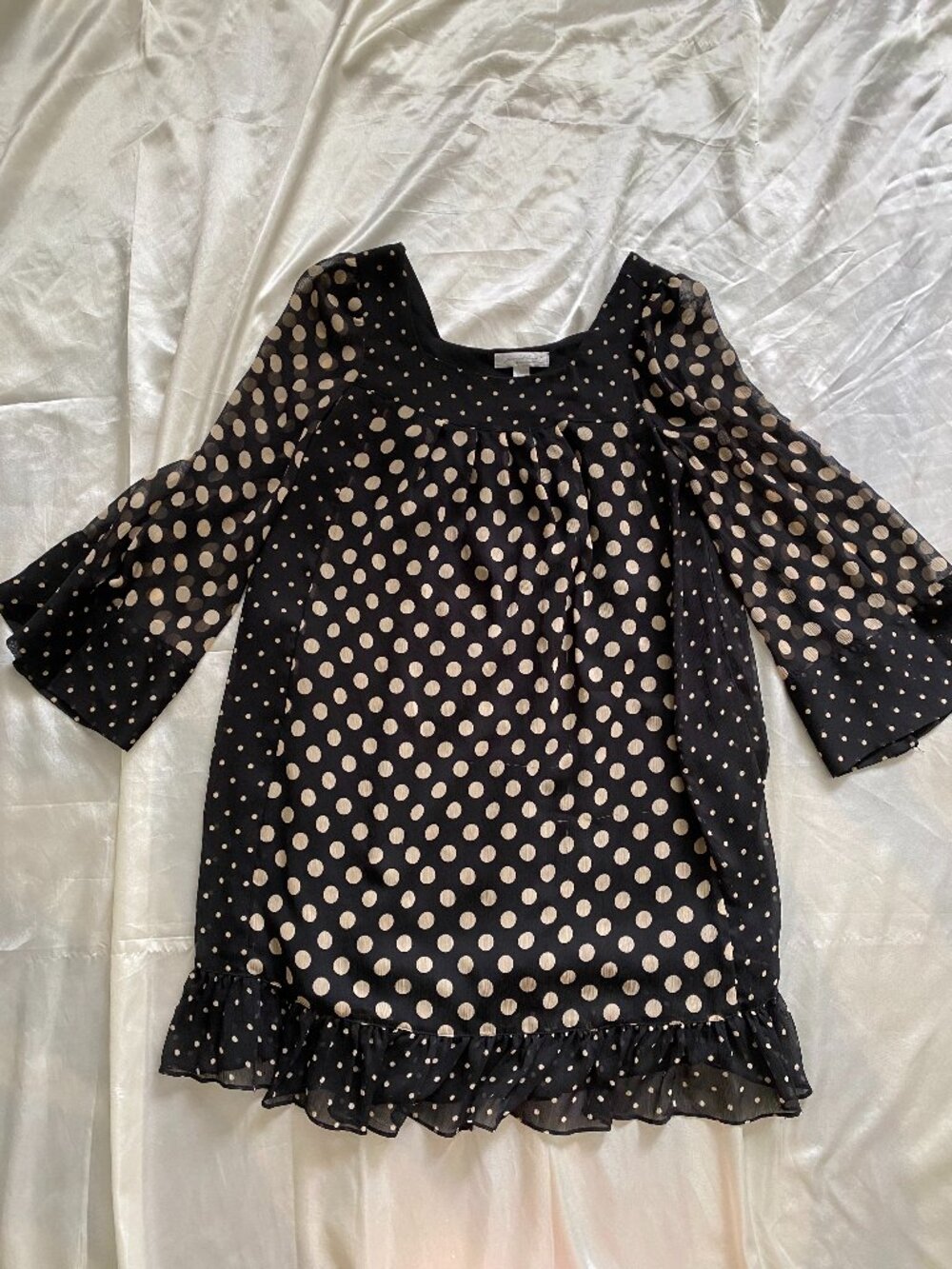Jovovich Hawk x Target Black White Polka Dot Chiffon Ruffle Mini Dress Indie XS